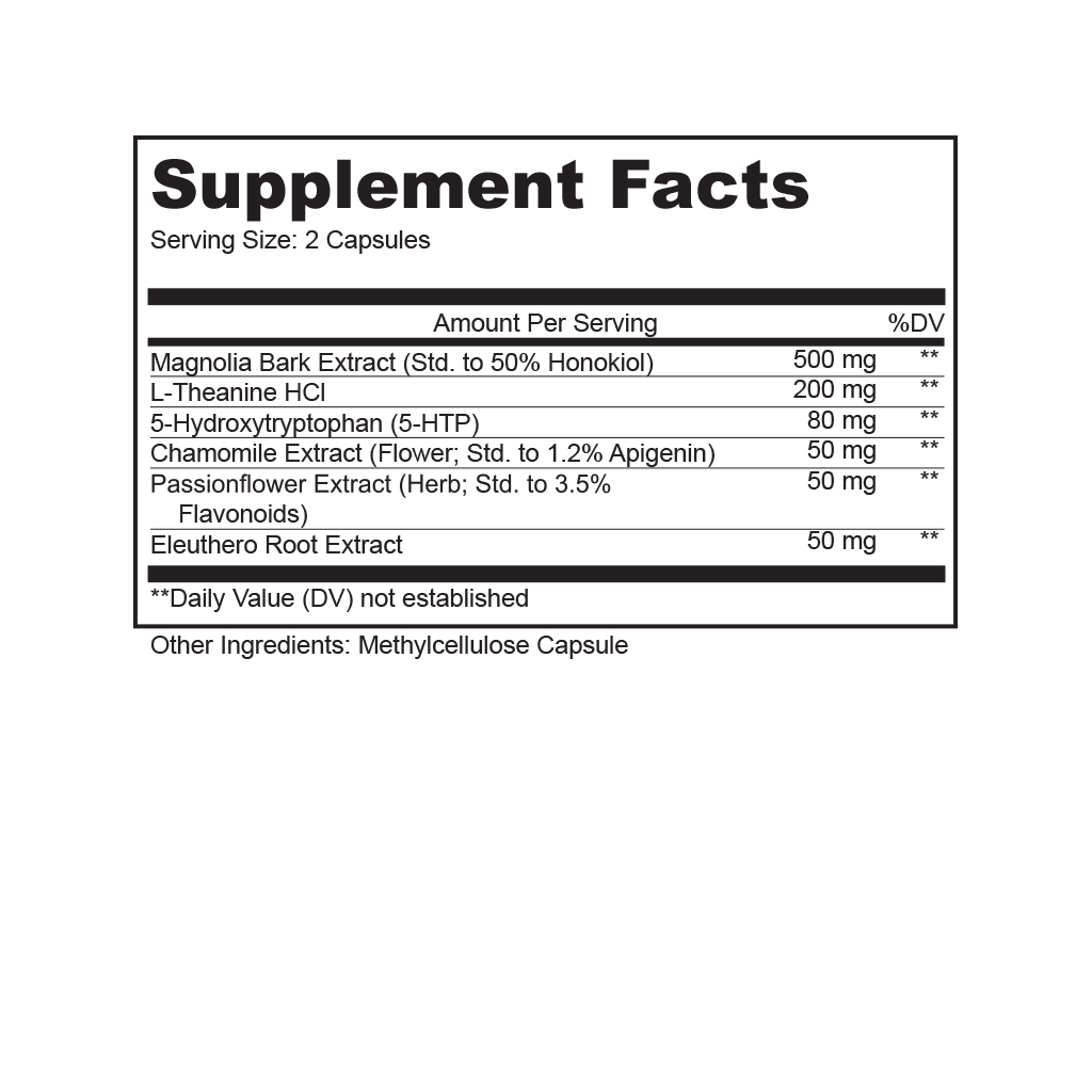 Lively Vitamin Co. Supplement Facts Chill Pill