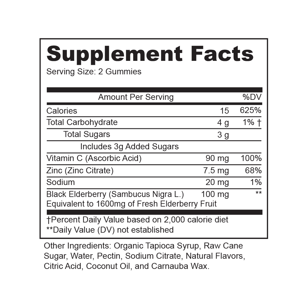 Lively Vitamin Co. Supplement Facts Eldberry Burst