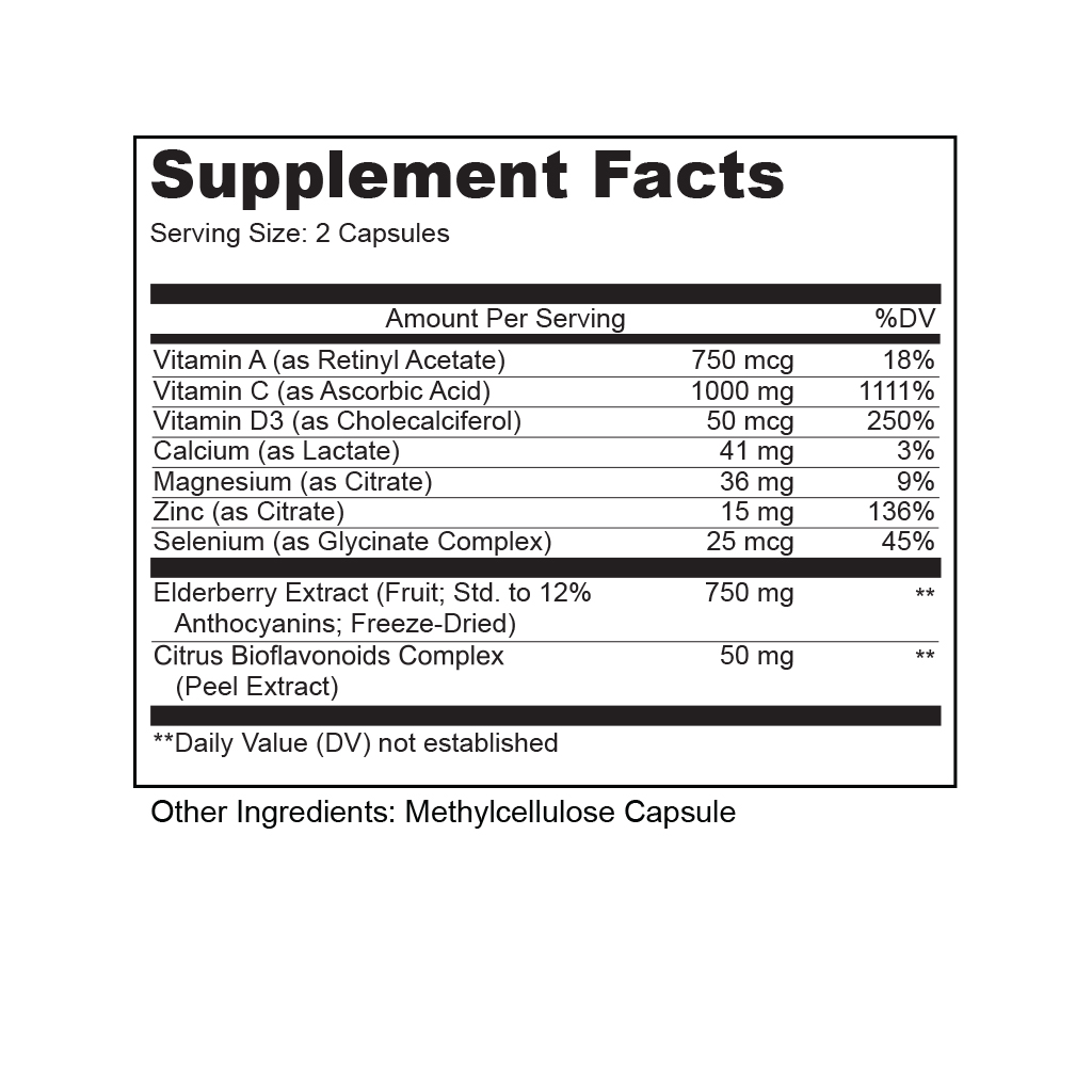 Lively Vitamin Co. Supplement Facts Elderberry Boom