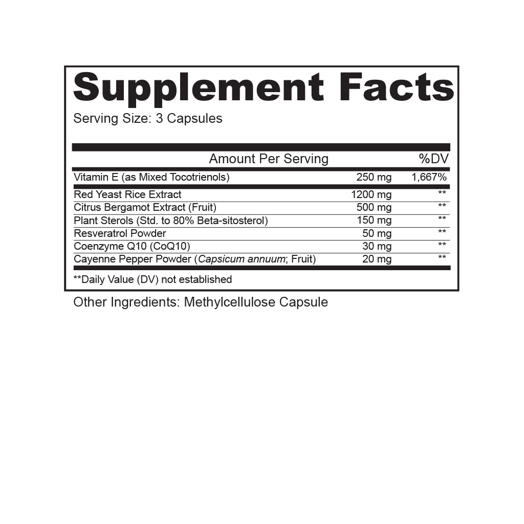 Lively Vitamin Co. Supplement Facts Cholest Less 180 capsules