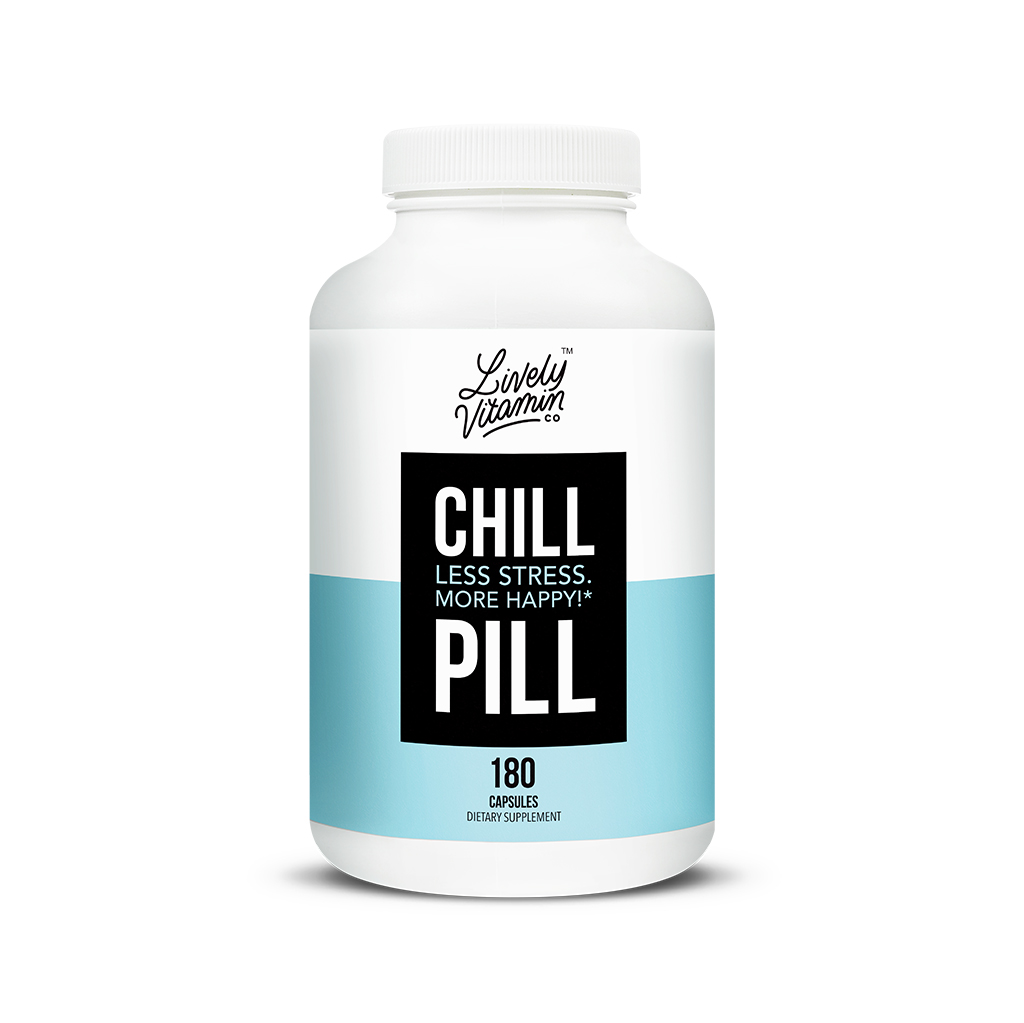 Lively Vitamin Co. Chill Pill 180 capsules Chill Pill Lively Vitamin Co supplements for stress best supplements for anxiety