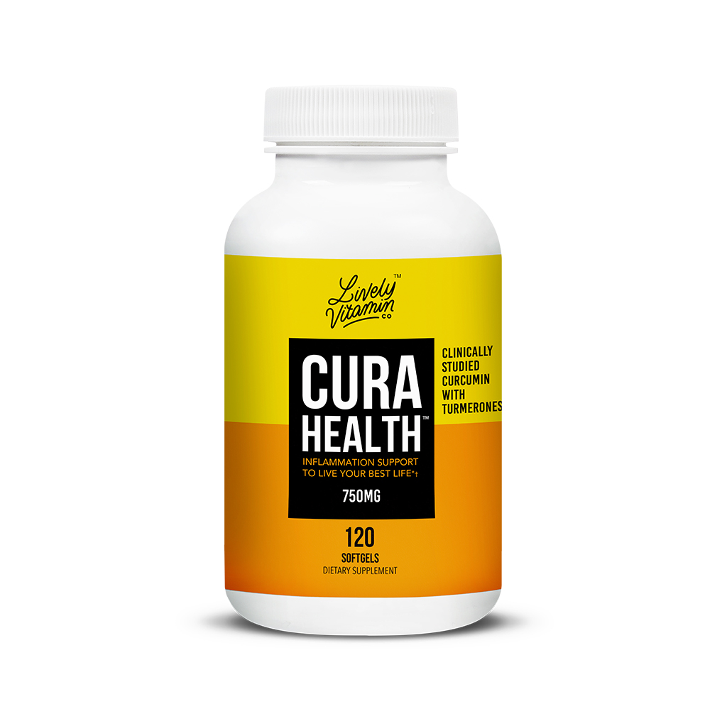 Lively Vitamin Co. CuraHealth 120 capsules CuraHealth best curcumin supplement best turmeric curcumin supplement