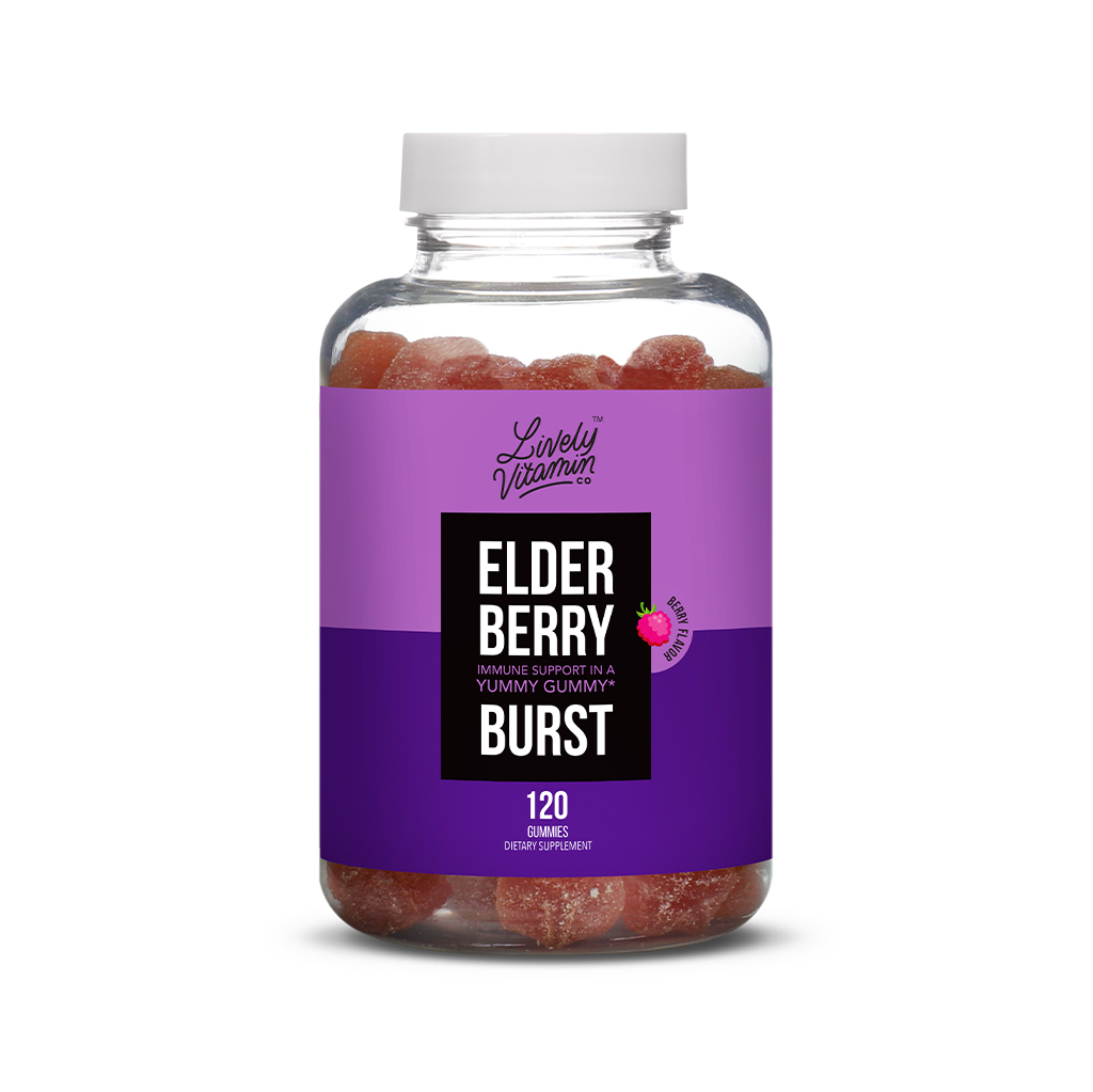 Lively Vitamin Co. Eldberry Burst 120 gummies Elderberry Burst Lively Vitamin Co black elderberry gummies benefits elderberry zinc gummies