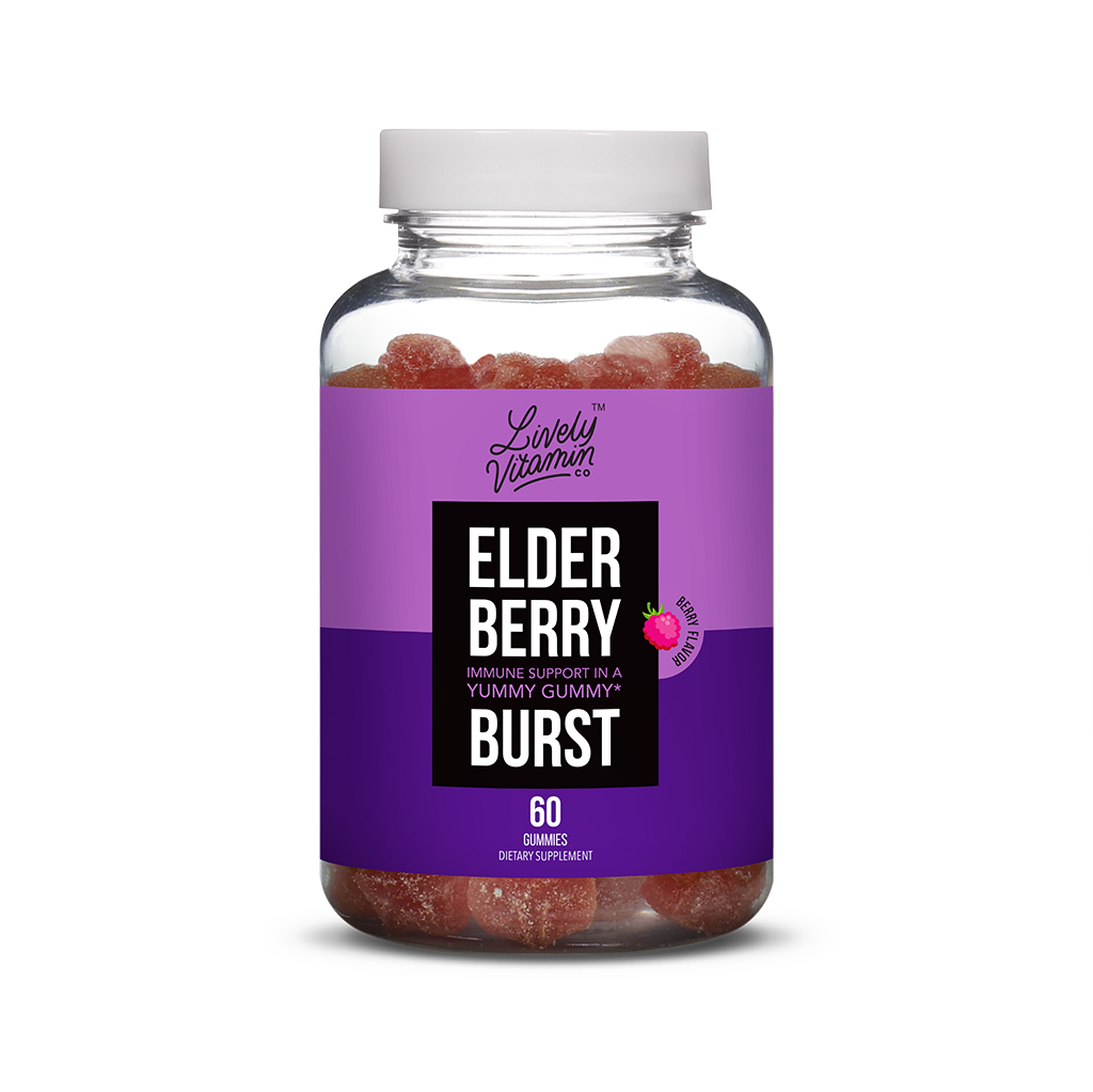 Lively Vitamin Co. Eldberry Burst 60 gummies Elderberry Burst Lively Vitamin Co black elderberry gummies benefits elderberry zinc gummies