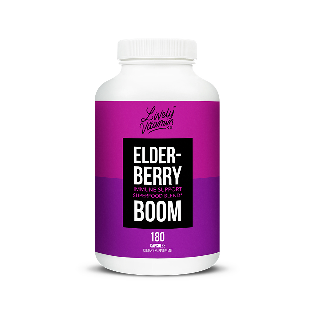 Lively Vitamin Co. Elderberry Boom 180 capsules elderberry boom natural immune boosters black elderberry supplement benefits health food store madison wi lively vitamin co