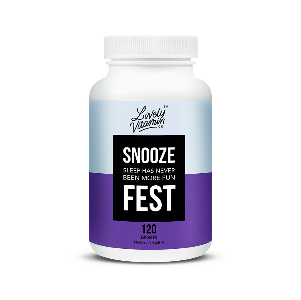 Lively Vitamin Co. Snooze Fest 120 capsules snooze fest best natural sleep supplements for better sleep best sleep supplement health food store madison wi lively vitamin co