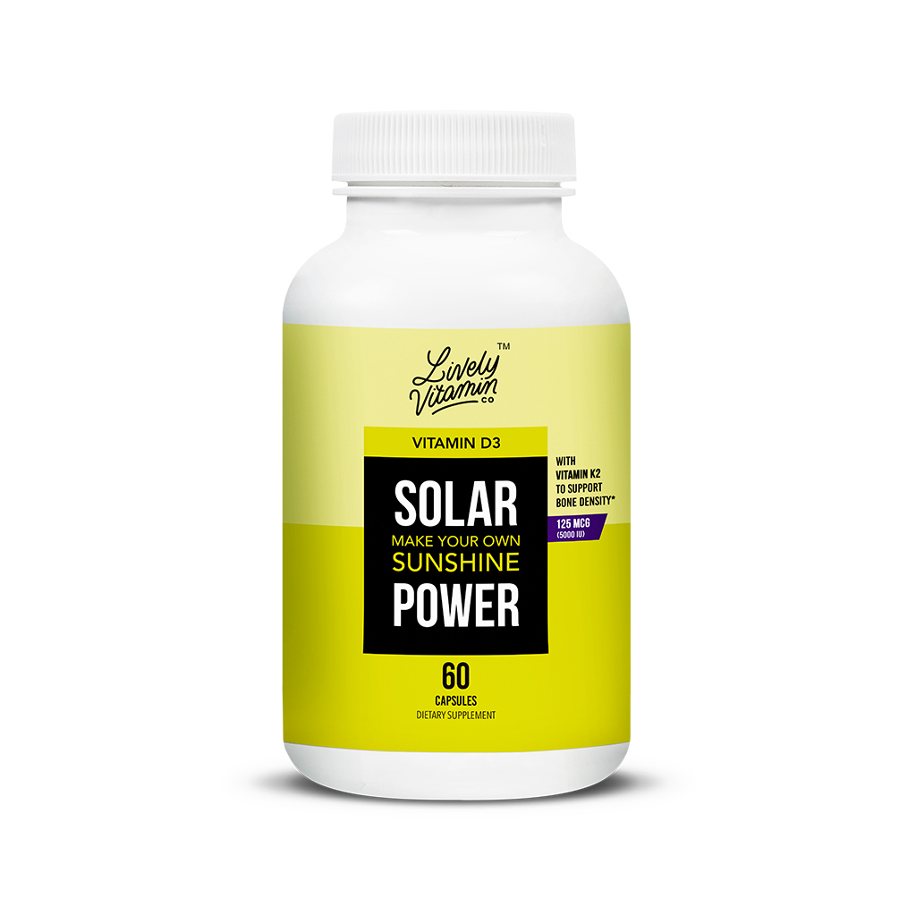 Lively Vitamin Co. Solar Power 5000IU 60 capsules solar power best vitamin d supplement high potency vitamin d health food store madison wi lively vitamin co